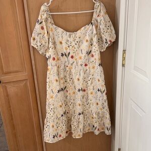 Cider White Puff Sleeve Dress